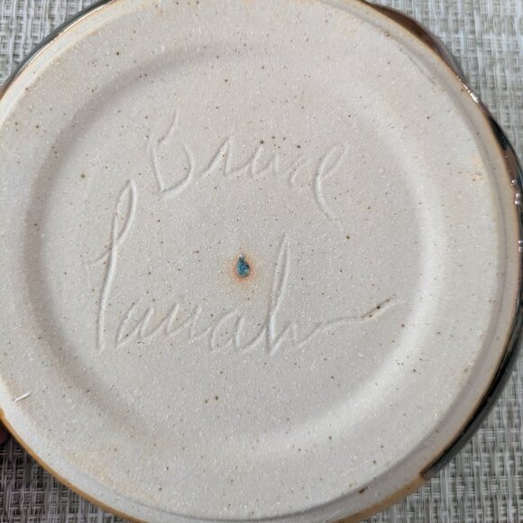Larrabee Ceramics Handmade Glazed Pottery Chip And Dip Bowl Signed By Artist - Picture 3 of 5